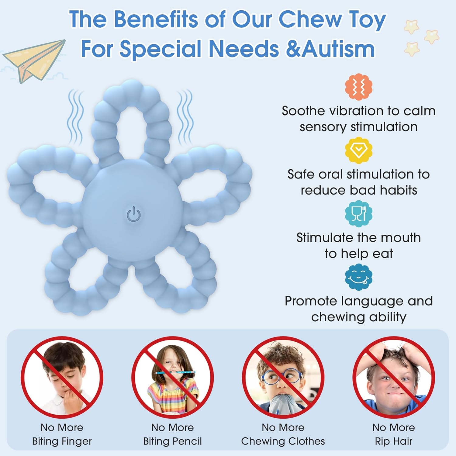 Thumbnail 1 de Vibrating Chew Toys for Autistic Children 3-mode sensory toy