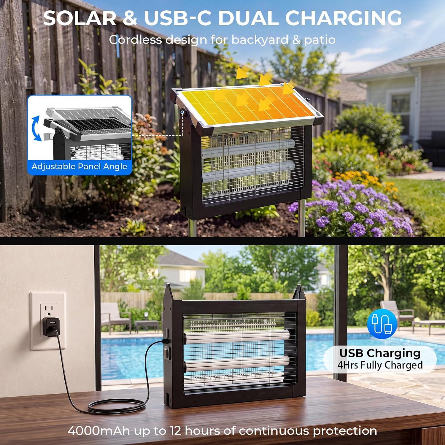 Detalle de Solar Bug Zapper Outdoor with 4500V Electric Grid and 10W Solar Panel