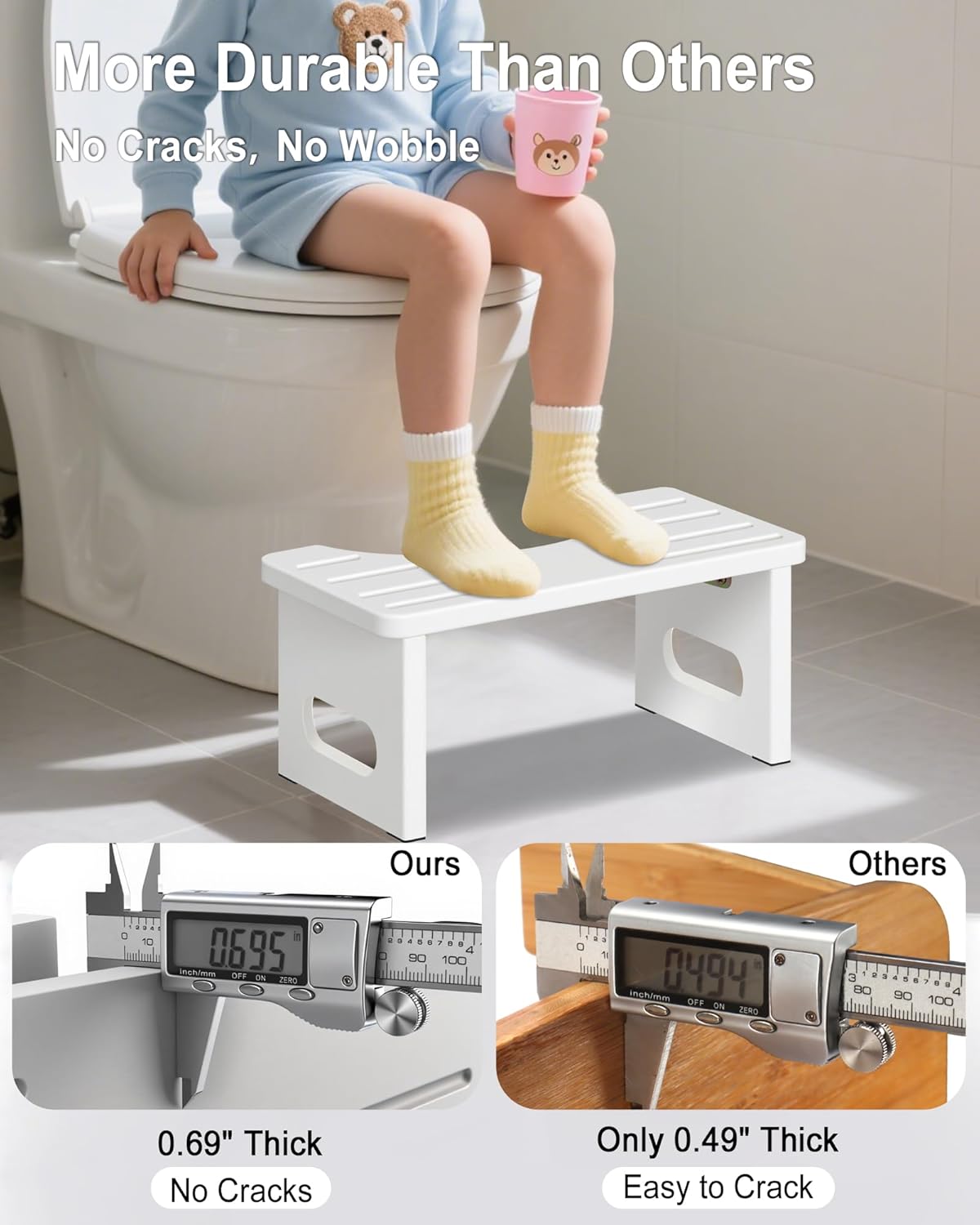 Thumbnail 3 de RayLove Toilettenhocker Holz – Klappbarer WC-Hocker für Erwachsene, Strahlendes Weiß