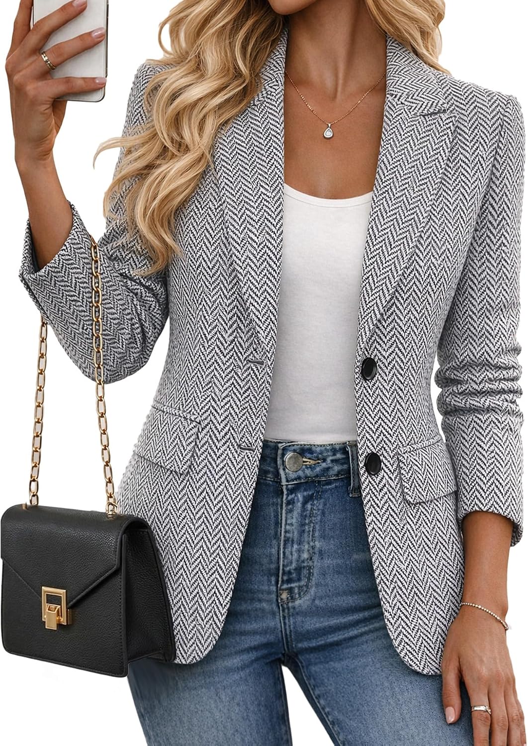 Thumbnail 6 de Mina Self 2026 Herringbone Blazer