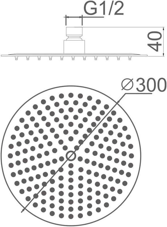 Detalle de Ibergrif M20299 Rain Shower Head — 12 Inch Round Fixed Showerhead in Chrome