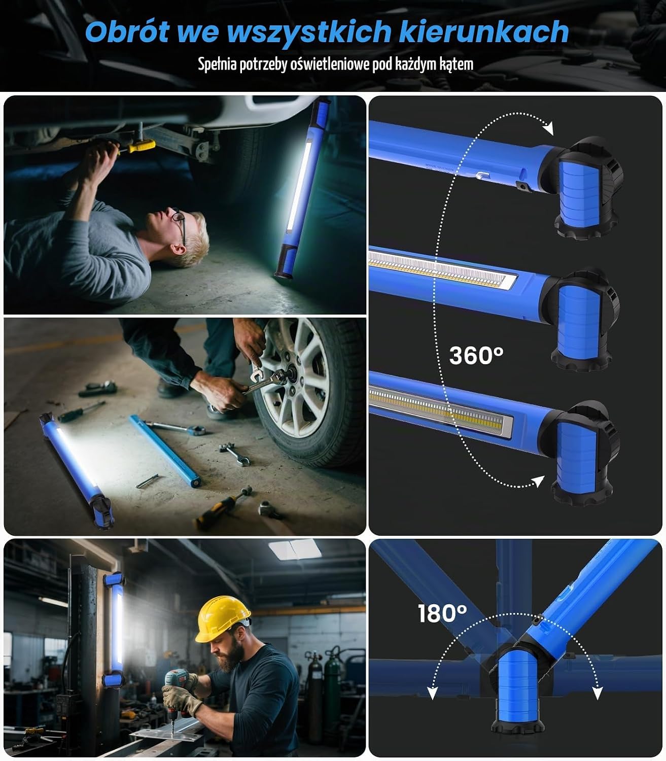 Detalle 1 de MEIHUA SWL-01 lampa robocza LED 3000 lm, 6 trybów, magnesy i hak