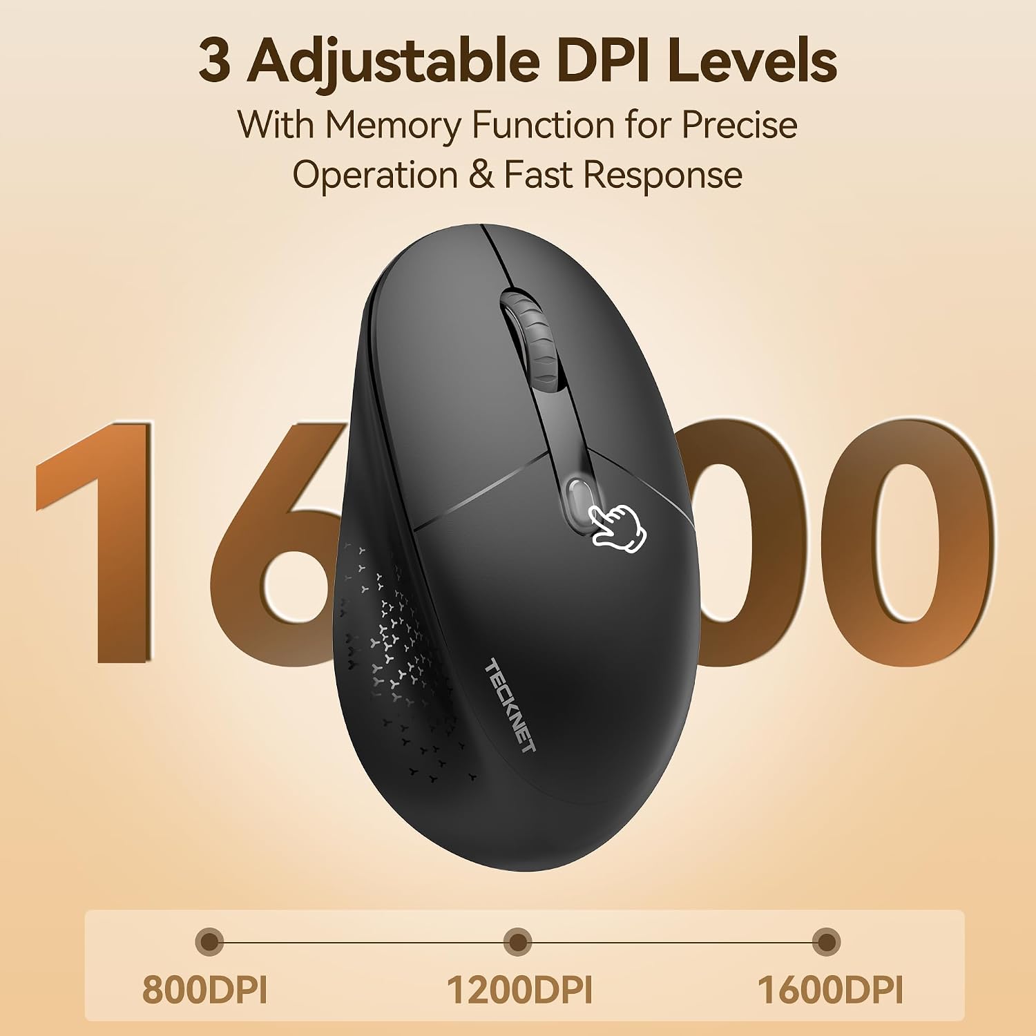Detalle de TECKNET Silent Wireless Mouse: Multi-Device Ergonomic 2.4G/Bluetooth (BT 5.2/3.0)