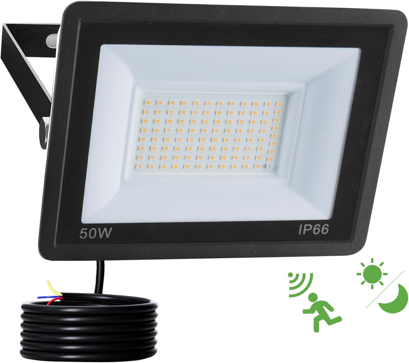 Detalle de JBdusn RD-LED led-buitenschijnwerper 50 W, 3.000 K, bewegingsmelder en IP66