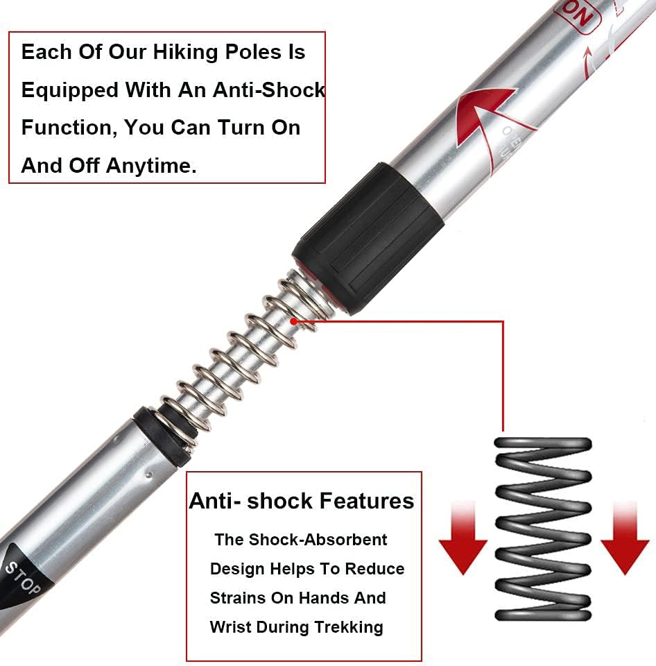 Detalle 2 de Aihoye Rexmon Silver Pole Trekking Poles, Aluminum, Anti-Shock, 25"-52