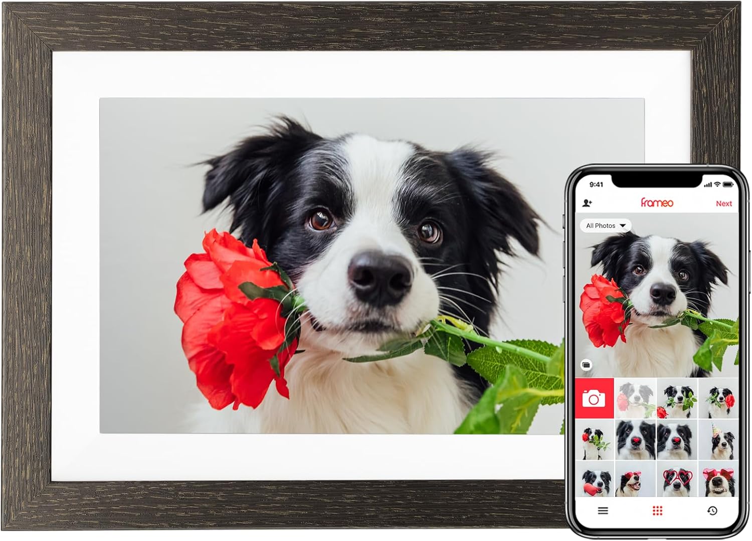BIHIWOIA 10.1" Frameo Digital Picture Frame with 32GB, WiFi, and Touch Screen