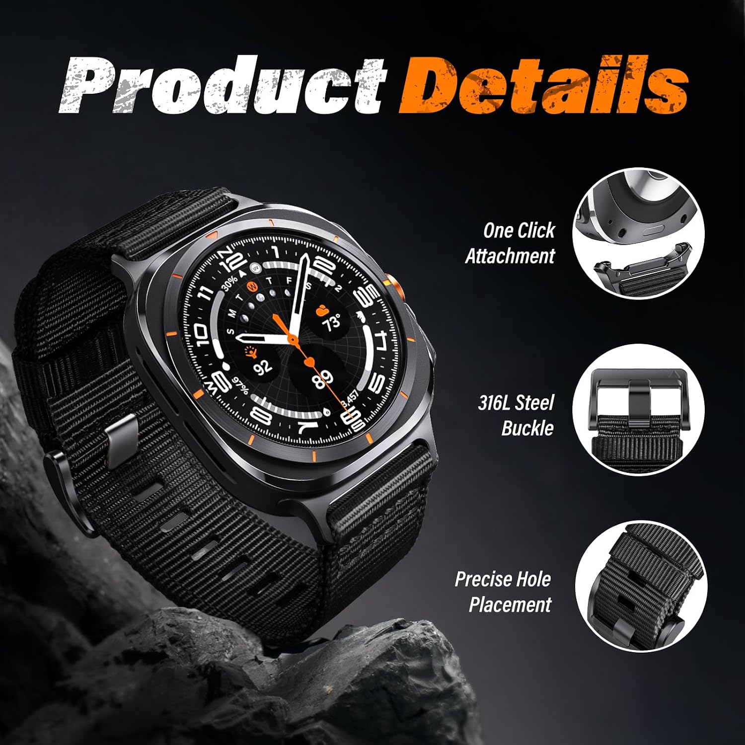 Detalle 2 de Nylon strap for Galaxy Watch Ultra 47mm