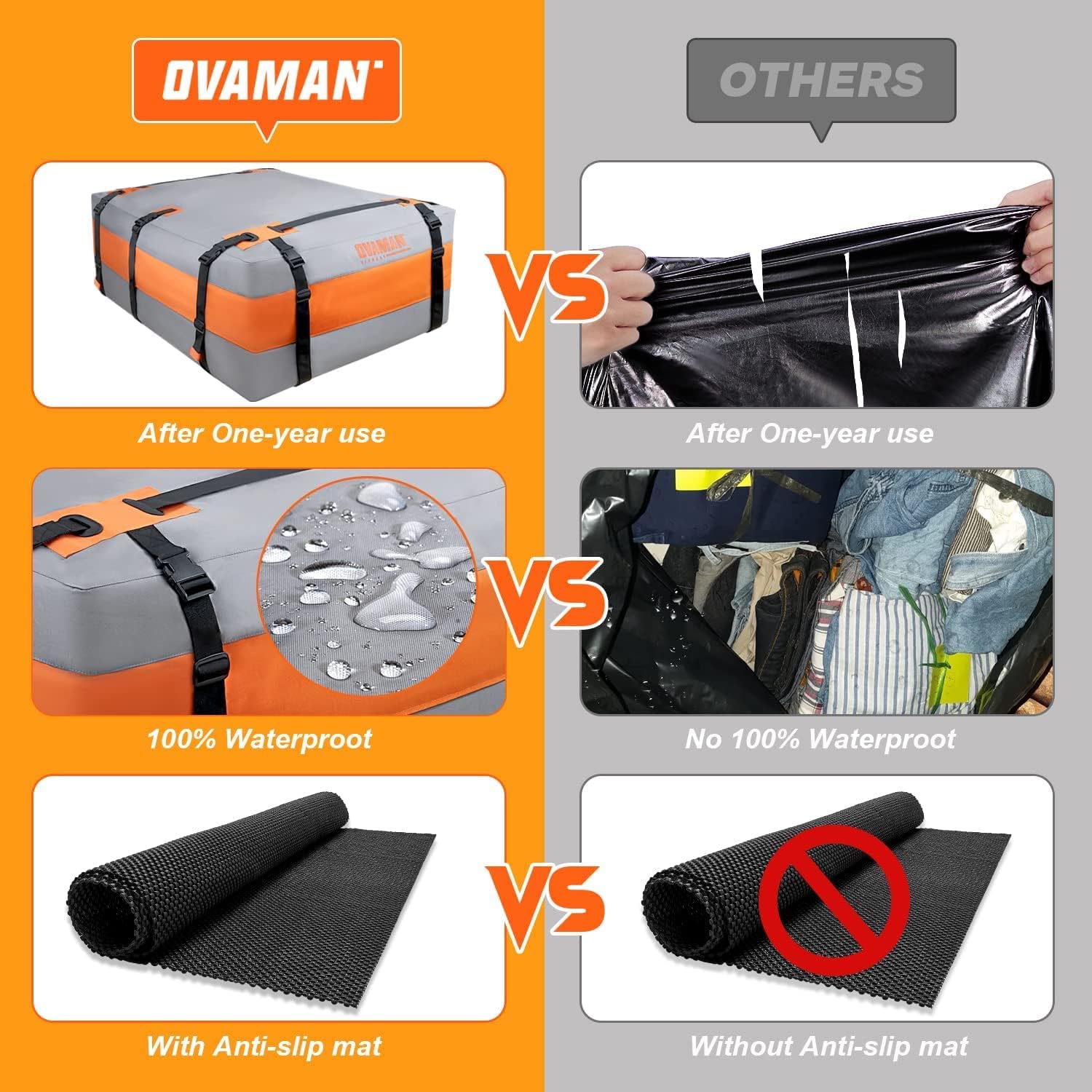 Thumbnail 3 de Car Rooftop Cargo Carrier Bag – 23 Cubic Feet Waterproof Heavy Duty 900D Roof Bag for All Vehicles