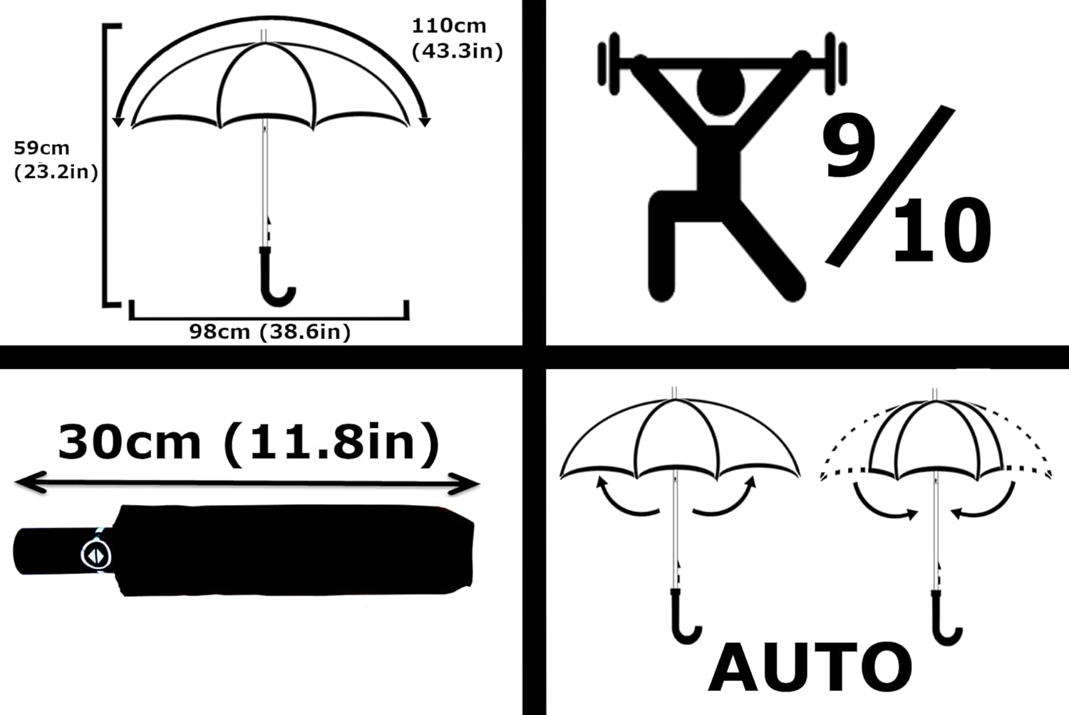 Thumbnail 1 de 50MPH StormDefender Compact Windproof Umbrella