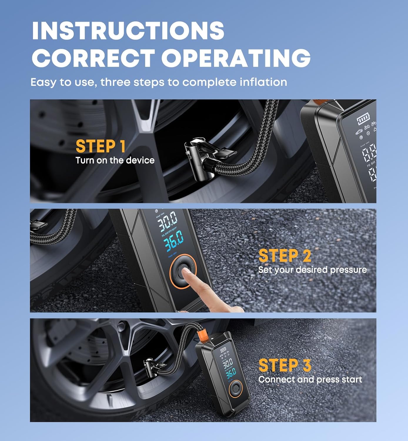 Thumbnail 4 de Tire Inflator Portable Air Compressor 12V
