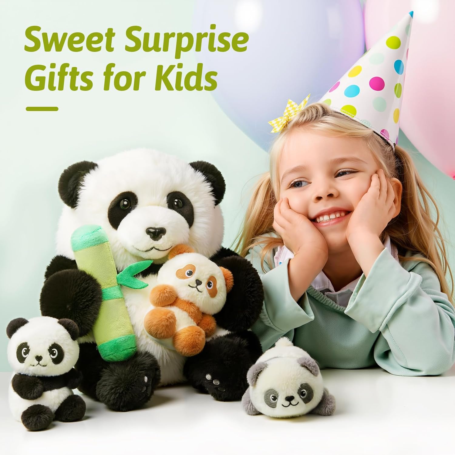 Thumbnail 1 de OUOZZZ 30cm Panda Plush Mama with 3 Baby Pals and Built-in Hideaway Pocket