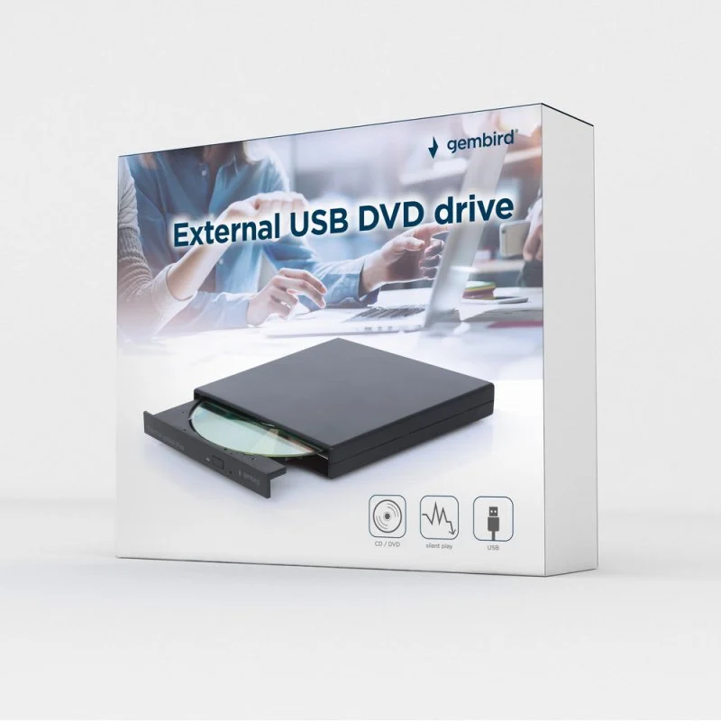 Detalle 2 de Gembird DVD-USB-04: Grabadora externa USB 2.0, 24x CD / 8x DVD (Negra)