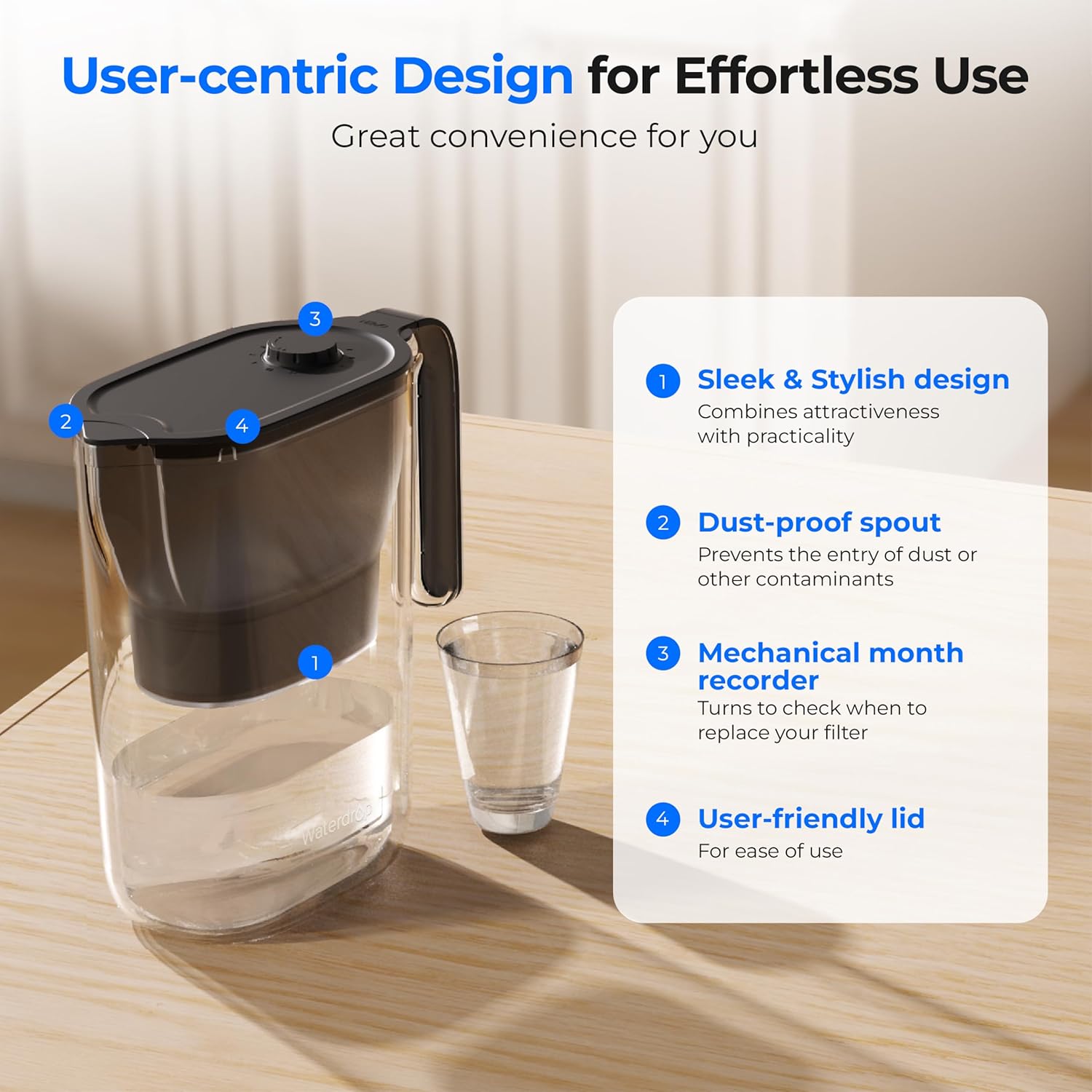 Thumbnail 6 de Waterdrop Water Filter Jug – 2.5L with NSF Certification and 3-Month Filter