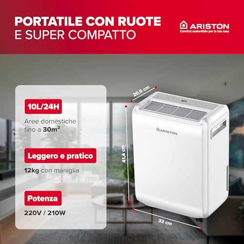 Detalle 2 de Ariston DEOS EVO 10 deumidificatore portatile da 10 L con ruote e filtro antipolvere