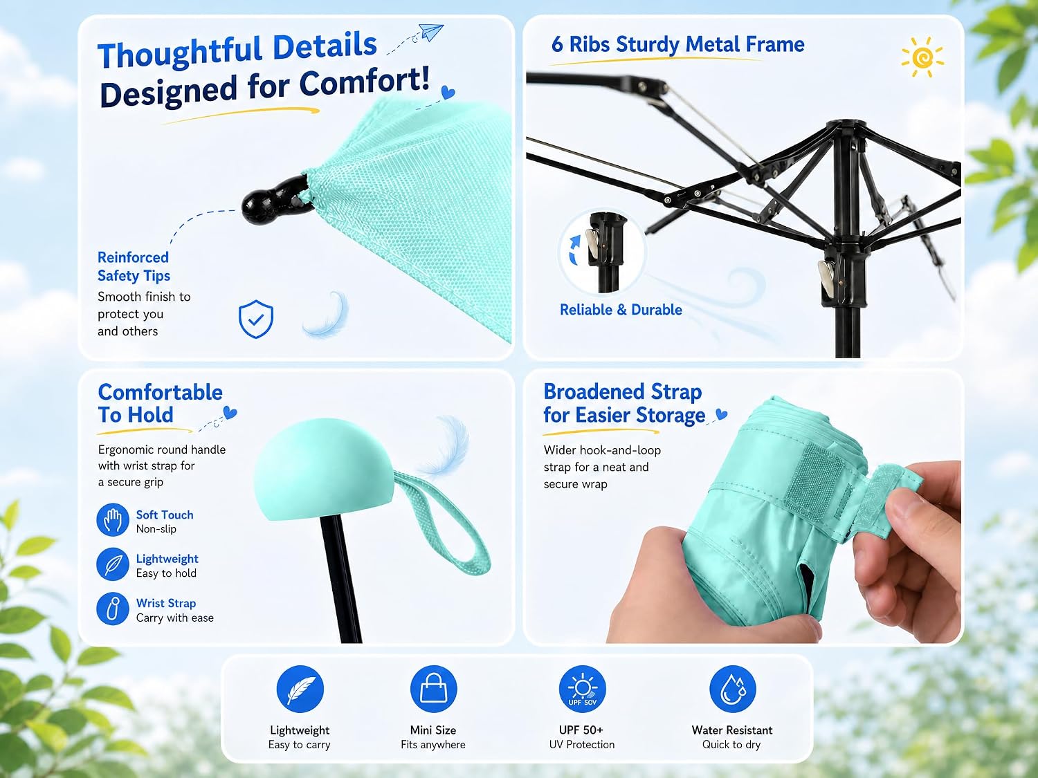 Thumbnail 5 de BAODINI Travel Essentials Mini Umbrella for Purse with Case