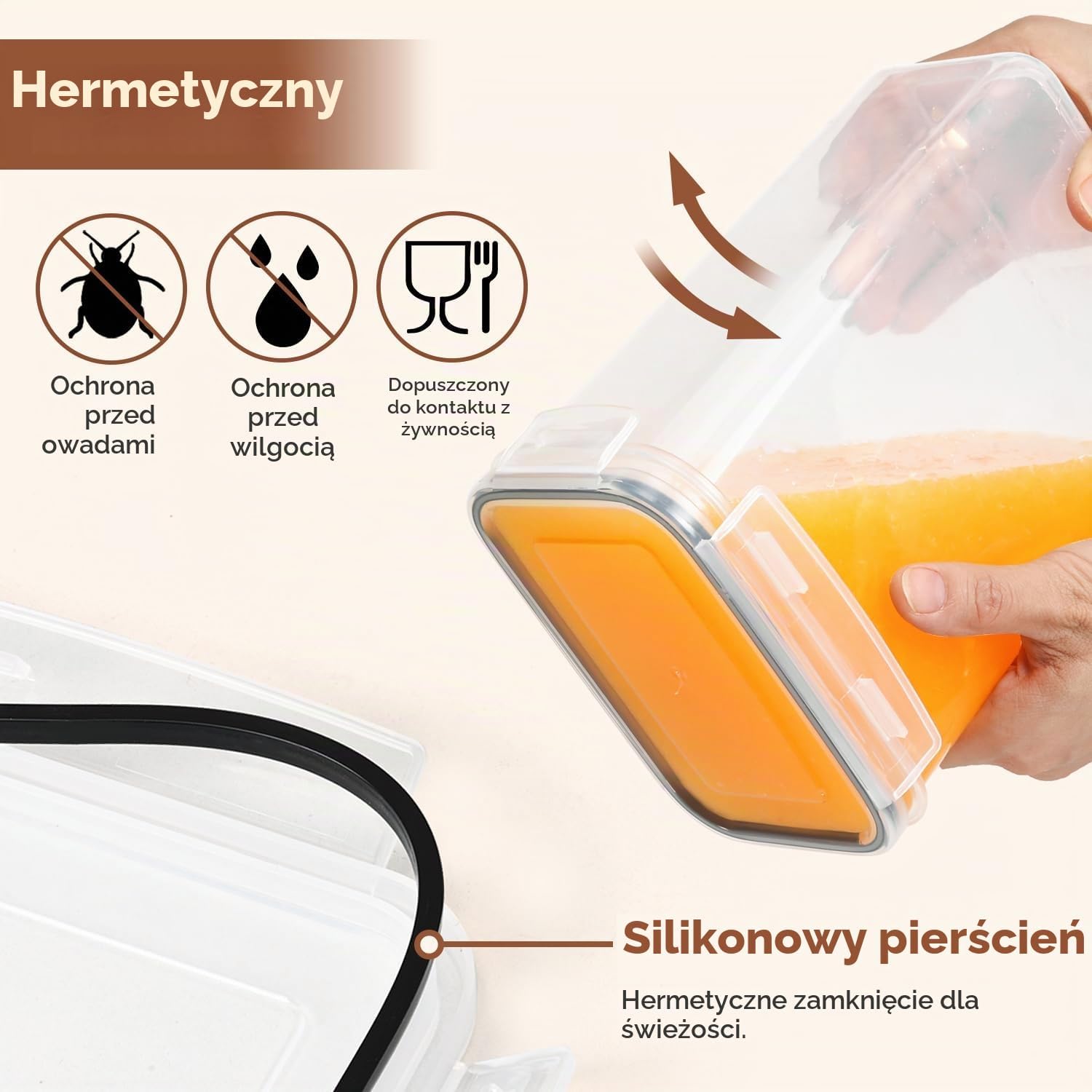 Detalle de ComSaf – hermetyczne pojemniki na żywność, zestaw 24 szt., 0,8–2 l