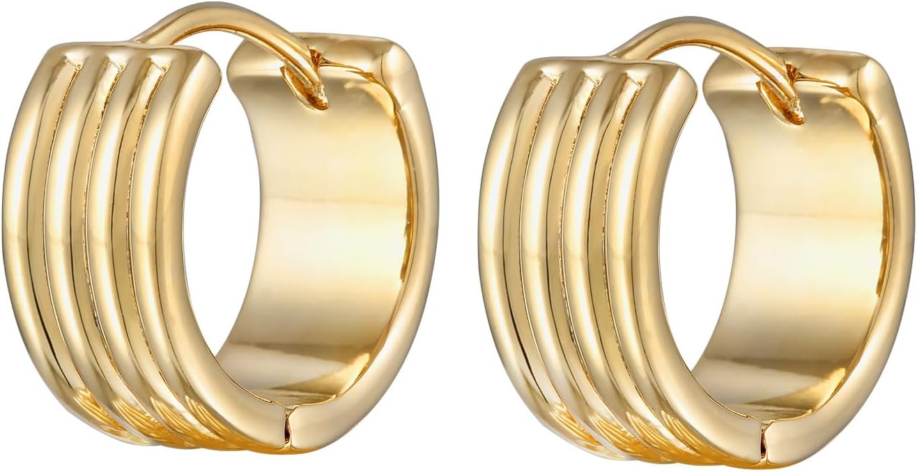 Detalle de Elli Creolen Goldfarben Rillen Struktur