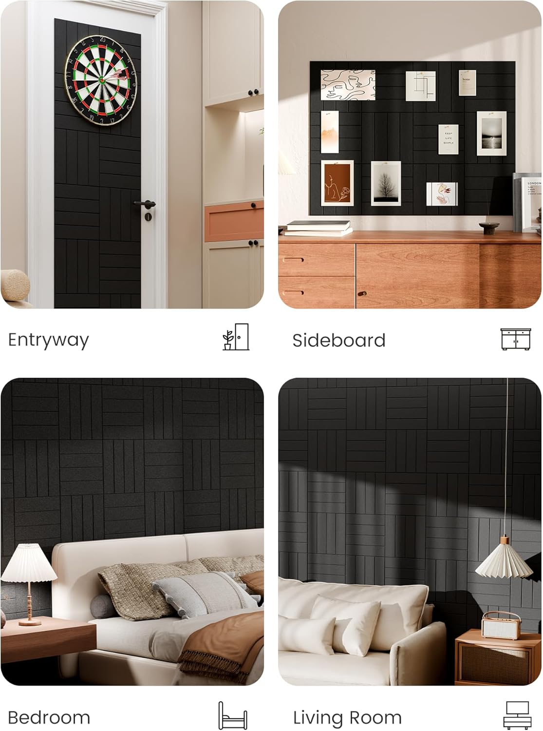 Thumbnail 4 de Bumusty 48 x 36" felt bulletin board tiles (12-pack) with pushpins and adhesive tabs