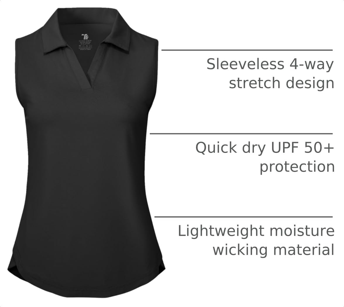Detalle de BGOWATU Women's Sleeveless Golf Polo UPF 50+