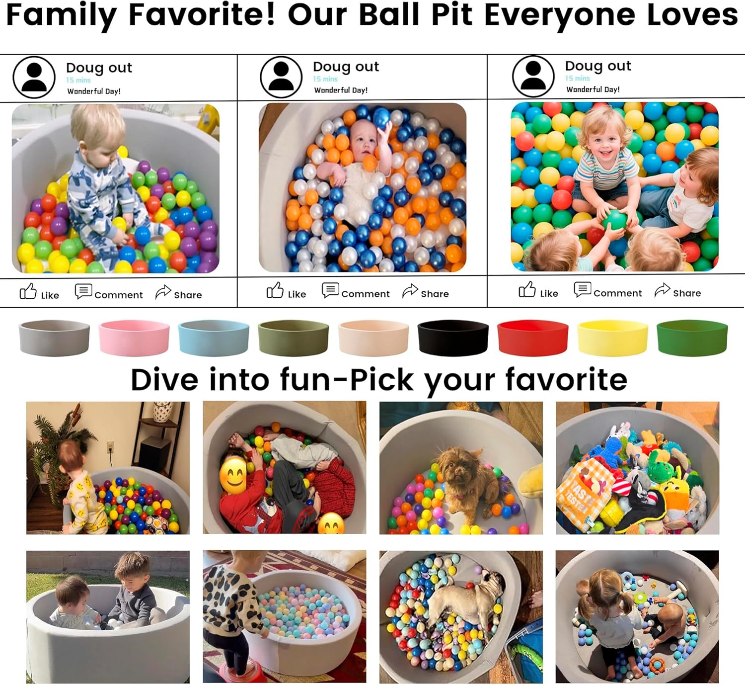 Thumbnail 6 de Zedachica Ball Pit for Toddlers 1-3 Memory Foam Ball Pit (Sage Green) – 35.4" x 11.81