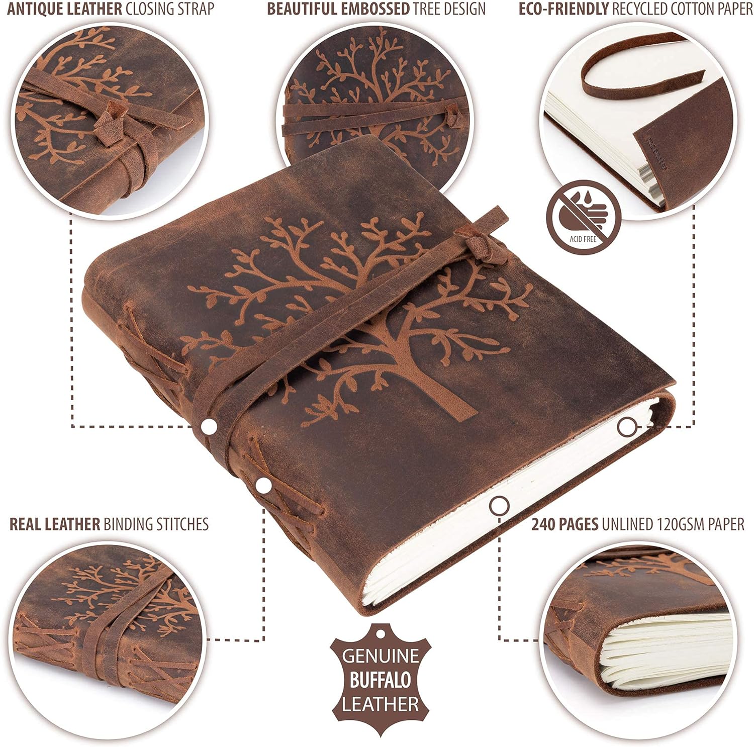 Detalle 2 de moonster Cuaderno de Cuero Árbol de la Vida 18x13 cm