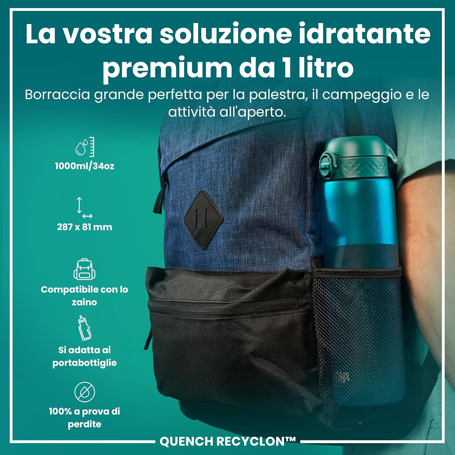 Detalle 2 de Ion8 Quench 1L borraccia a prova perdite 🥤