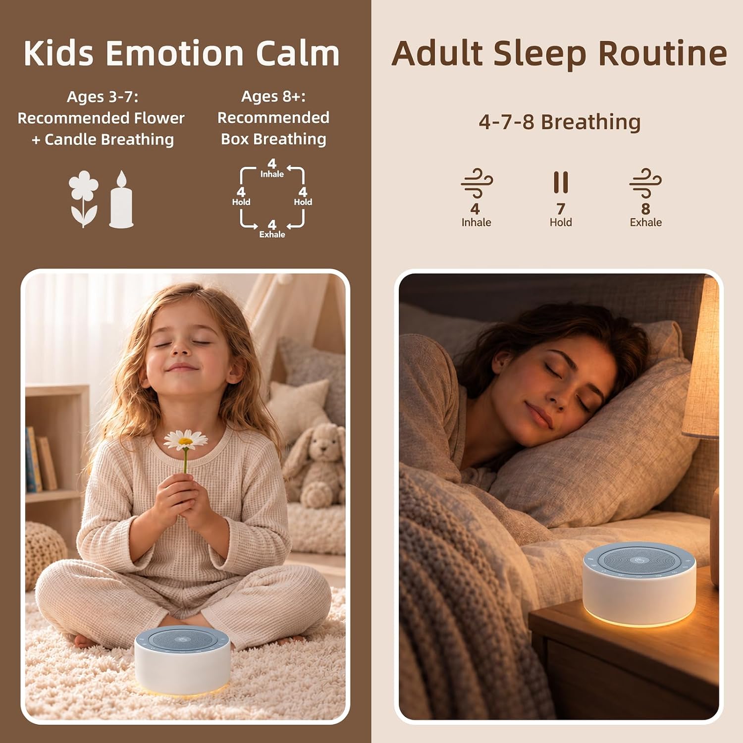 Detalle de Kipcush White Noise Machine for Baby & Adults with 30 Soothing Sounds and 8-Color Night Light