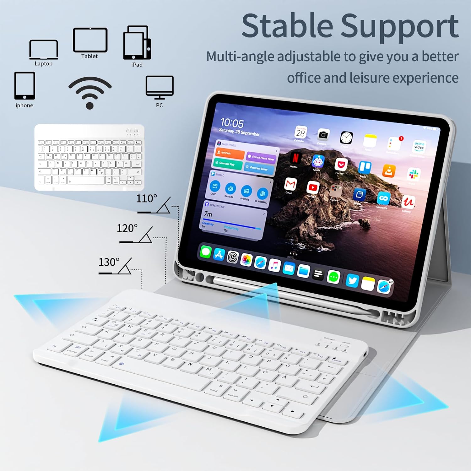 Thumbnail 6 de GKABXY Hülle mit Bluetooth‑Tastatur für iPad 10,9–11"