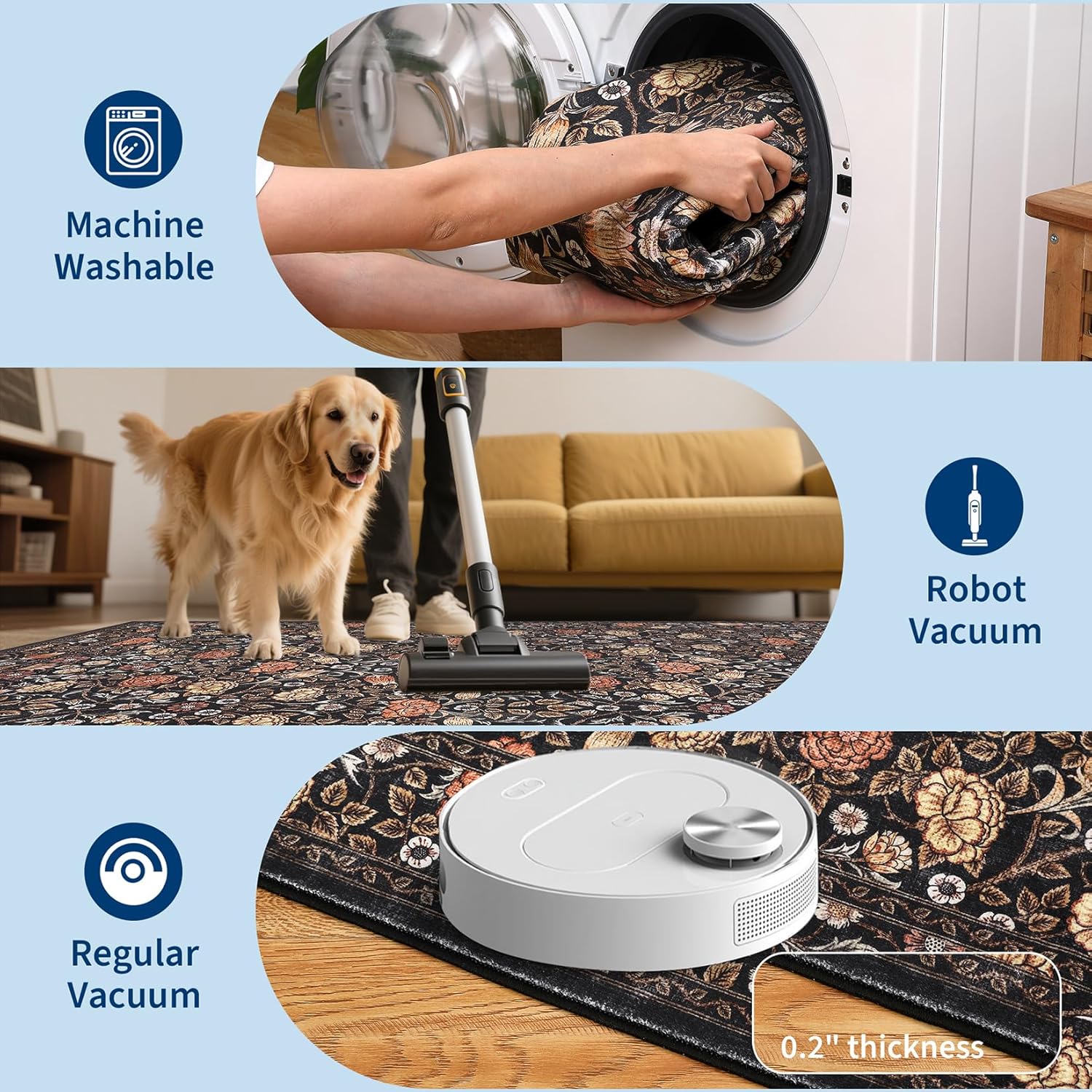 Thumbnail 5 de GarveeHome Brown Vintage Floral 8x10 Rug