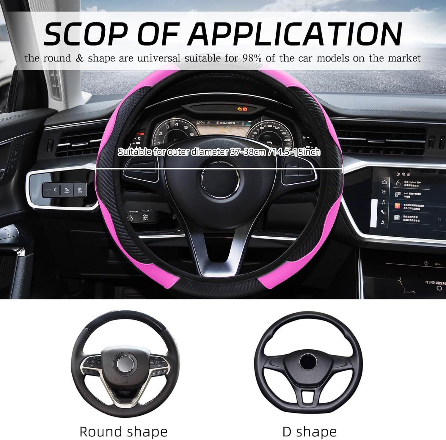 Thumbnail 3 de Elegant Pink Steering Wheel Cover