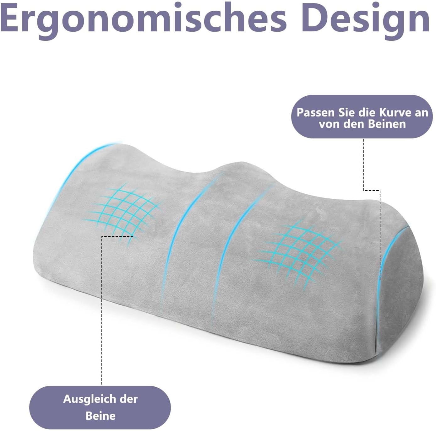 Thumbnail 3 de SeiriHelper Ergonomie-Kniekissen für Schlafen (Memory-Schaum, Hellgrau) 50 × 30 × 14,5 cm