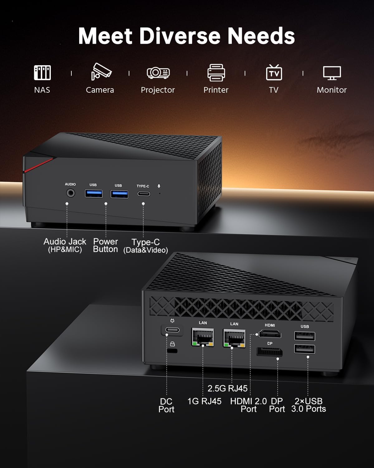 Thumbnail 6 de NiPoGi AM06 PRO Mini PC – Leistungsstarker Ryzen 5 7430U, 16GB RAM, 512GB SSD, 4K Triple Display