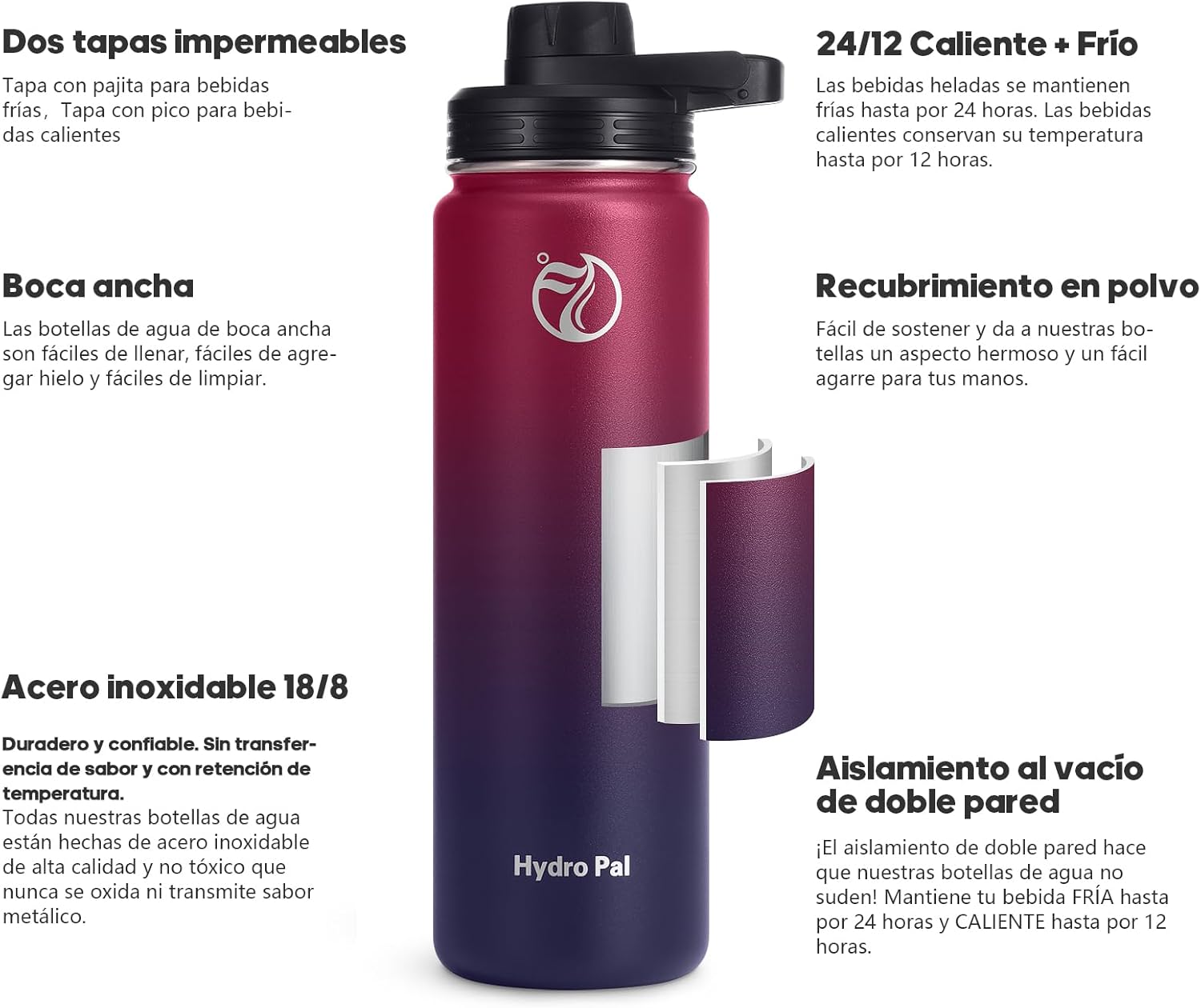 Thumbnail 1 de HydroPal Edelstahl Trinkflasche 500 ml