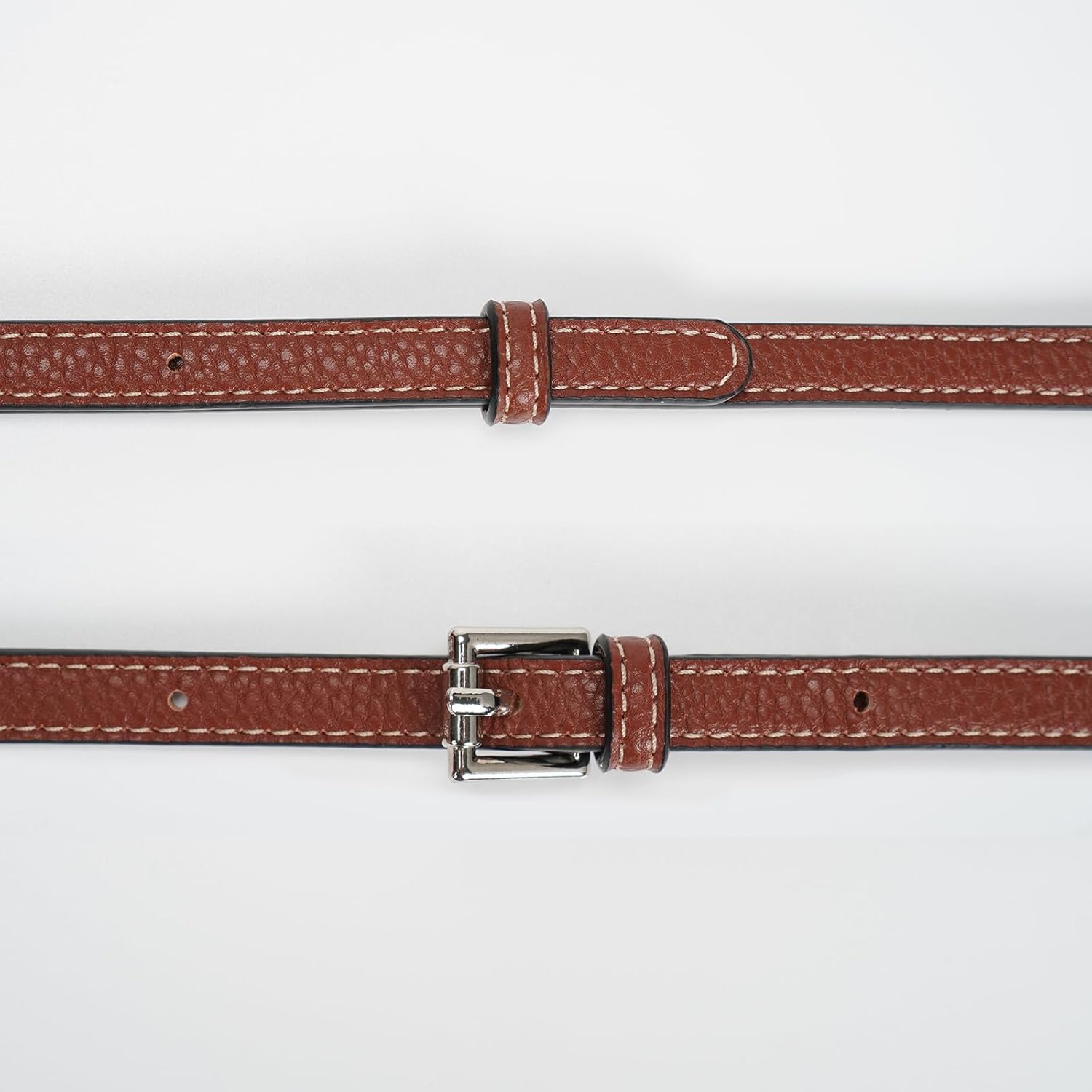 Detalle de FLYAMAPIRIT Schultergurt für Longchamp Taschen – 1,2 cm Lederersatzgurt, verstellbar 93–120 cm, Cognac + Silberhaken