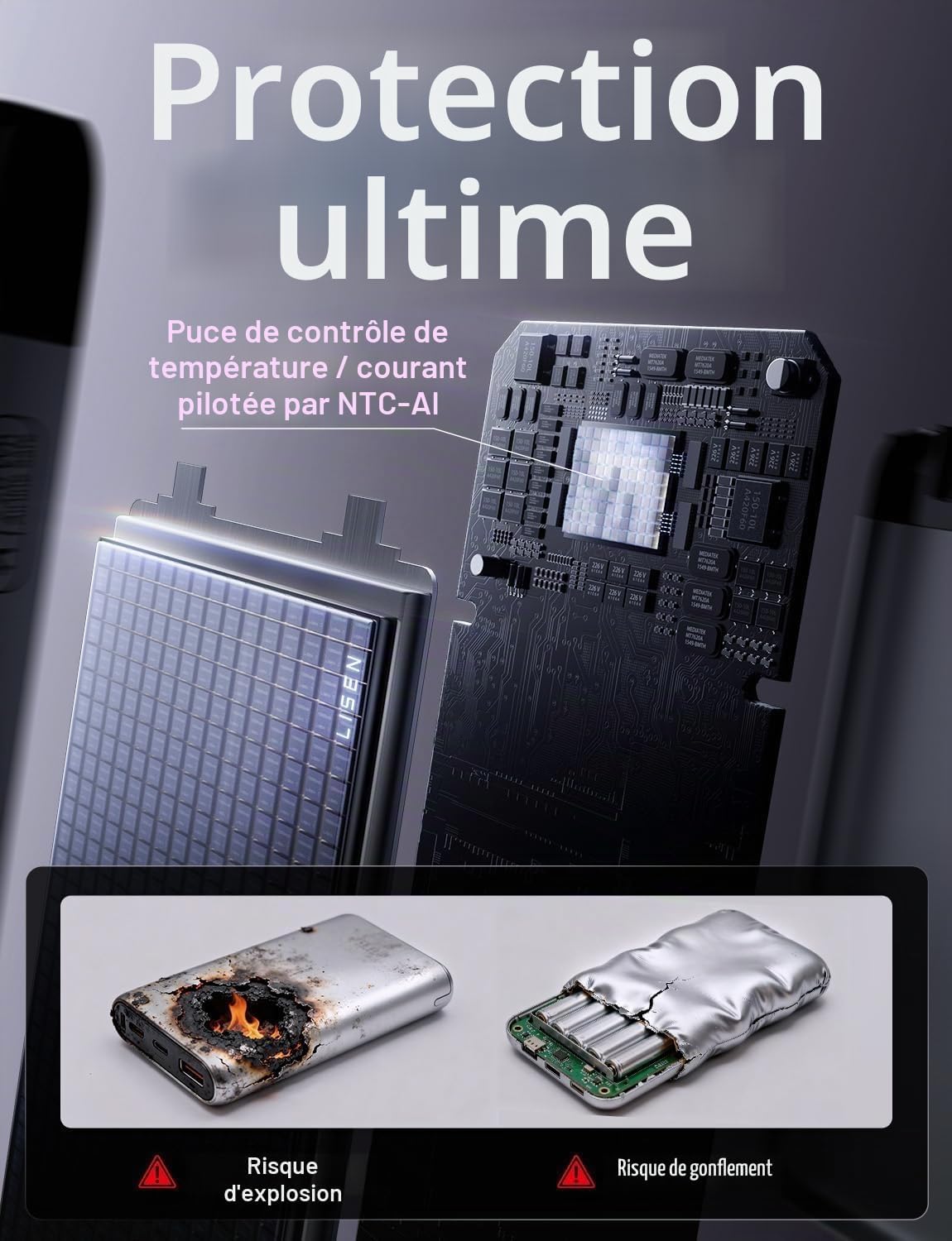 Thumbnail 5 de LISEN Power Bank Slim CCC – Batterie externe 20 000 mAh avec câble intégré et 35 W