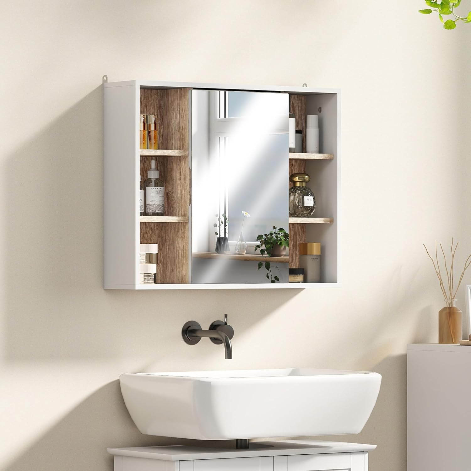 Thumbnail 5 de Armoires Murale HOMCOM avec Miroir – Miroir Salle de Bain avec Rangement, 60 x 14,5 x 49,4 cm, Blanc