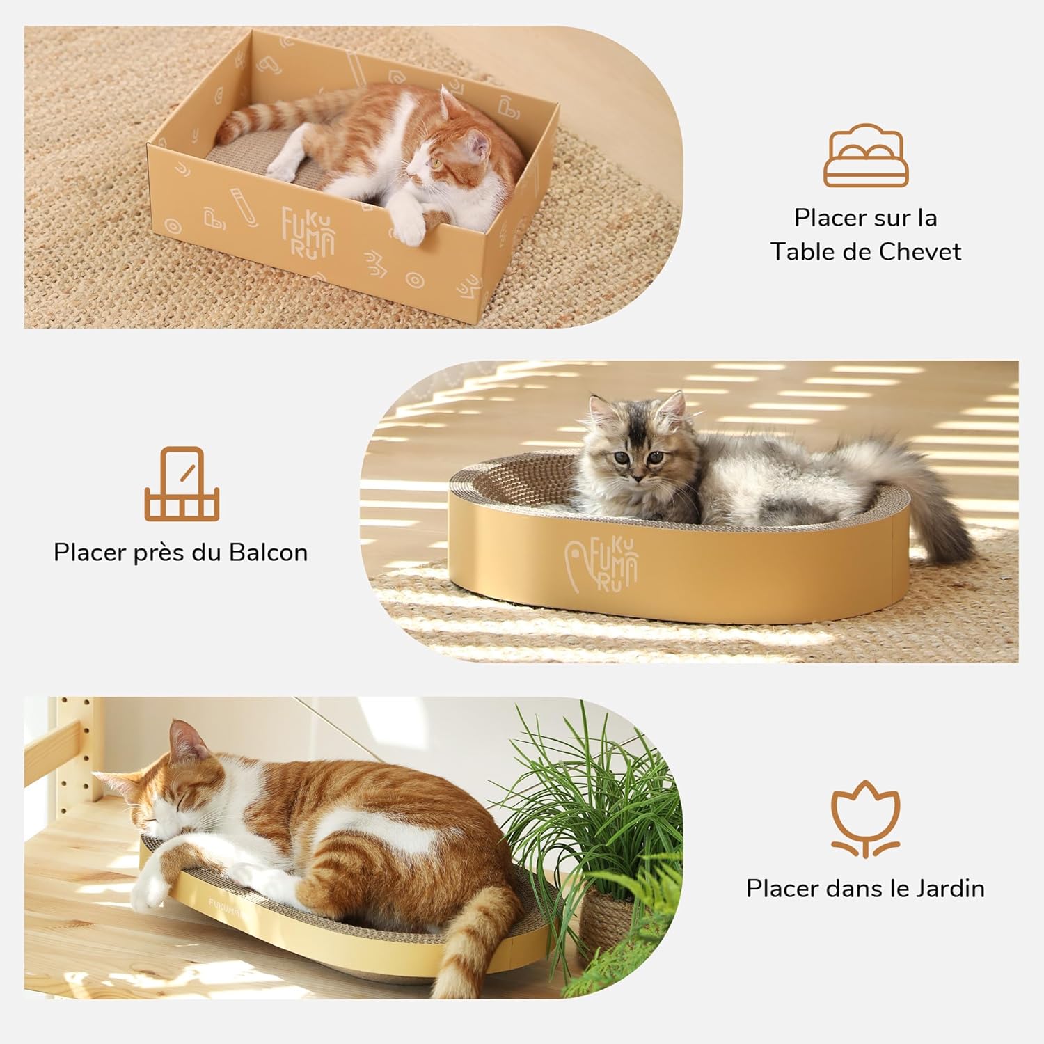 Thumbnail 6 de FUKUMARU Griffoirs pour chats – set 4 en 1 en carton (lot de 3)