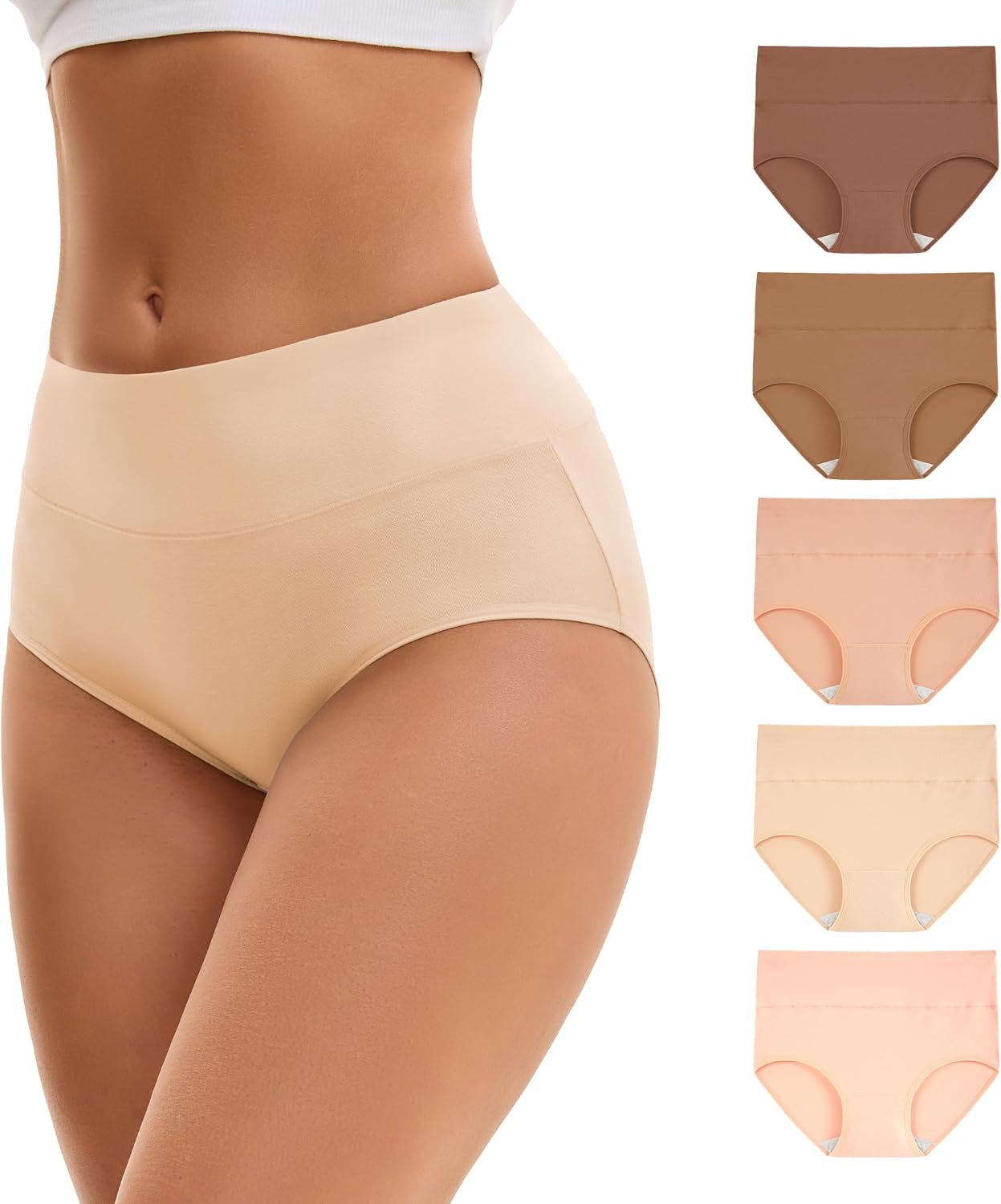 Thumbnail 6 de INNERSY Women’s High Waisted Knickers (Stretch Cotton) – Full Briefs, Pack of 5