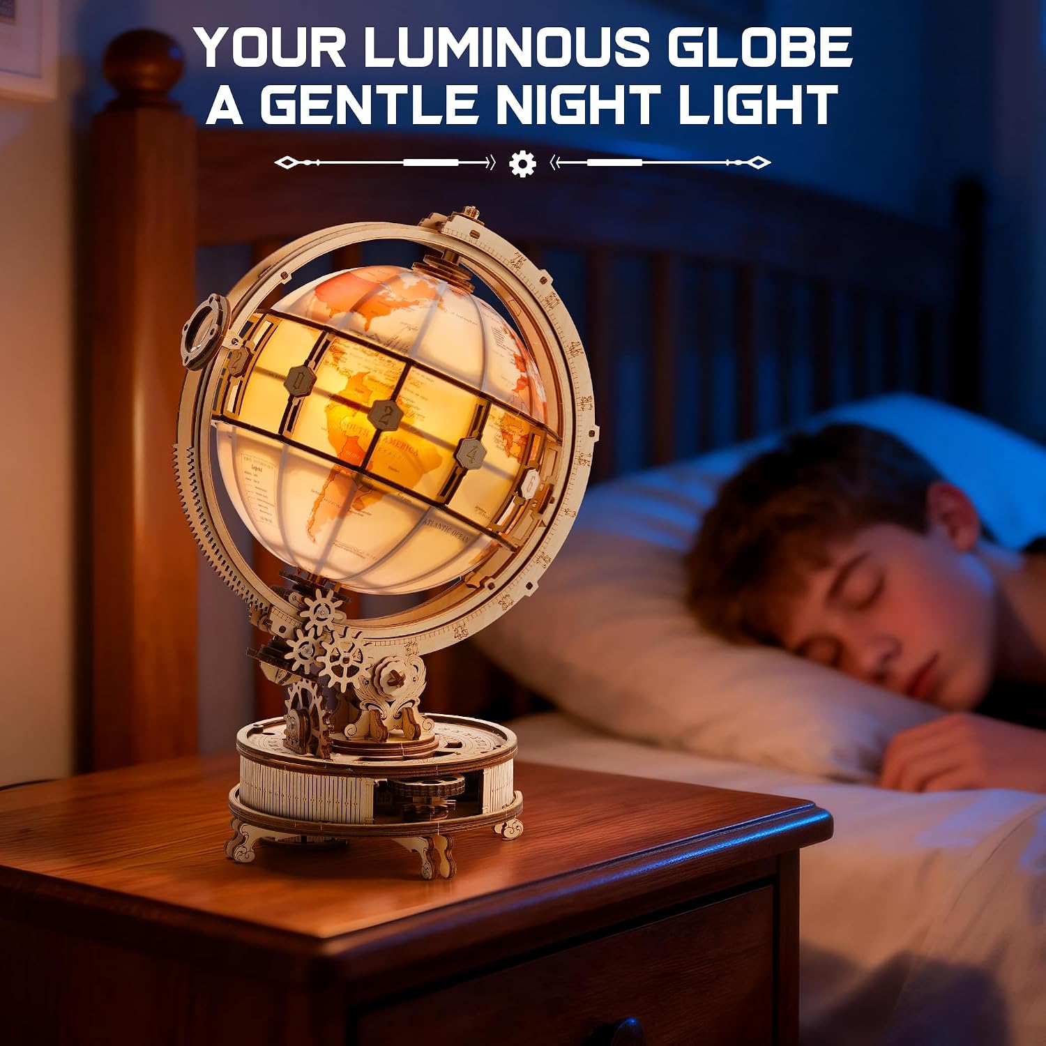 Thumbnail 5 de ROKR Puzzle 3D en bois Globe lumineux motorisé ST003D