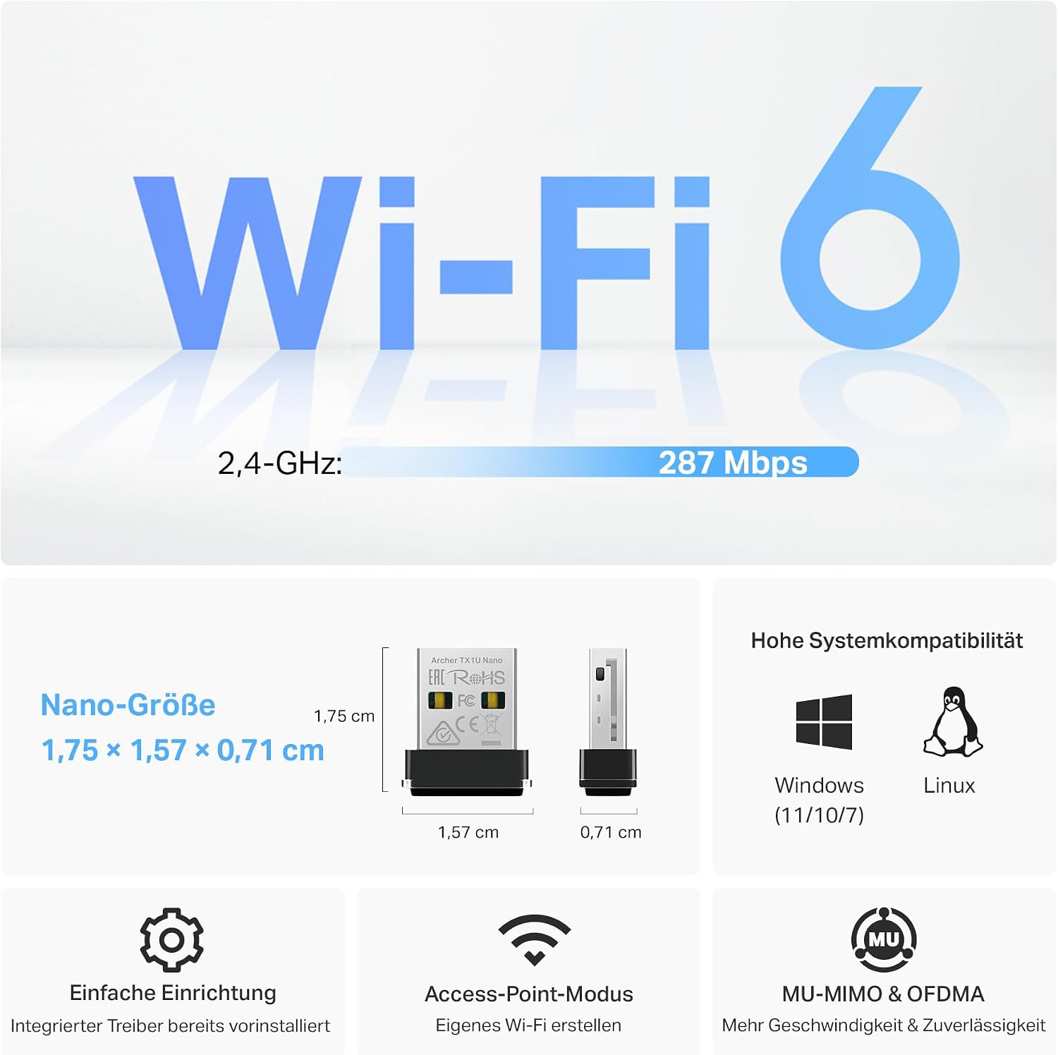 Thumbnail 3 de TP-Link Archer TX1U Nano WLAN Adapter AX300