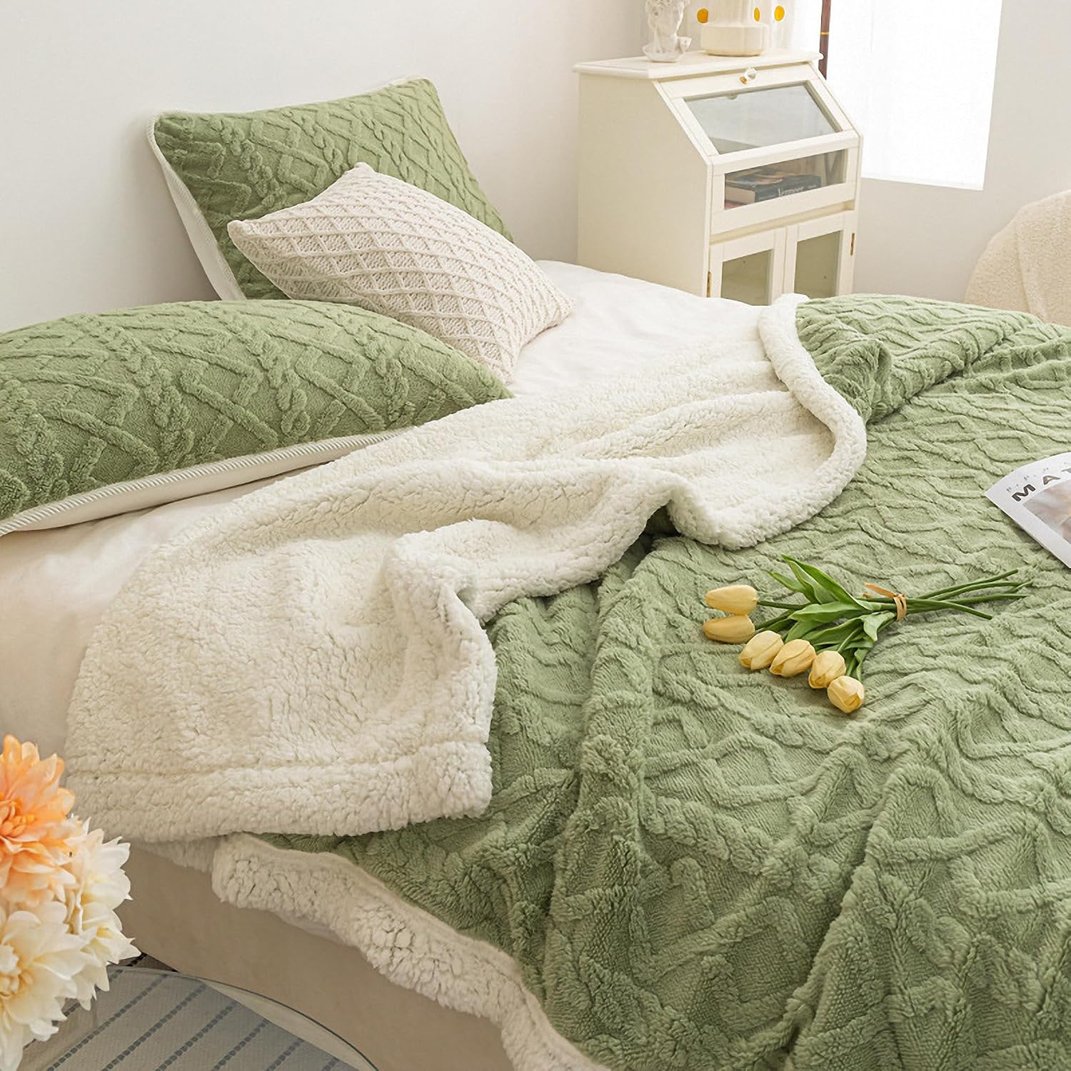 Thumbnail 4 de QOFLY Kuscheldecke Flauschig 150x200 Grün