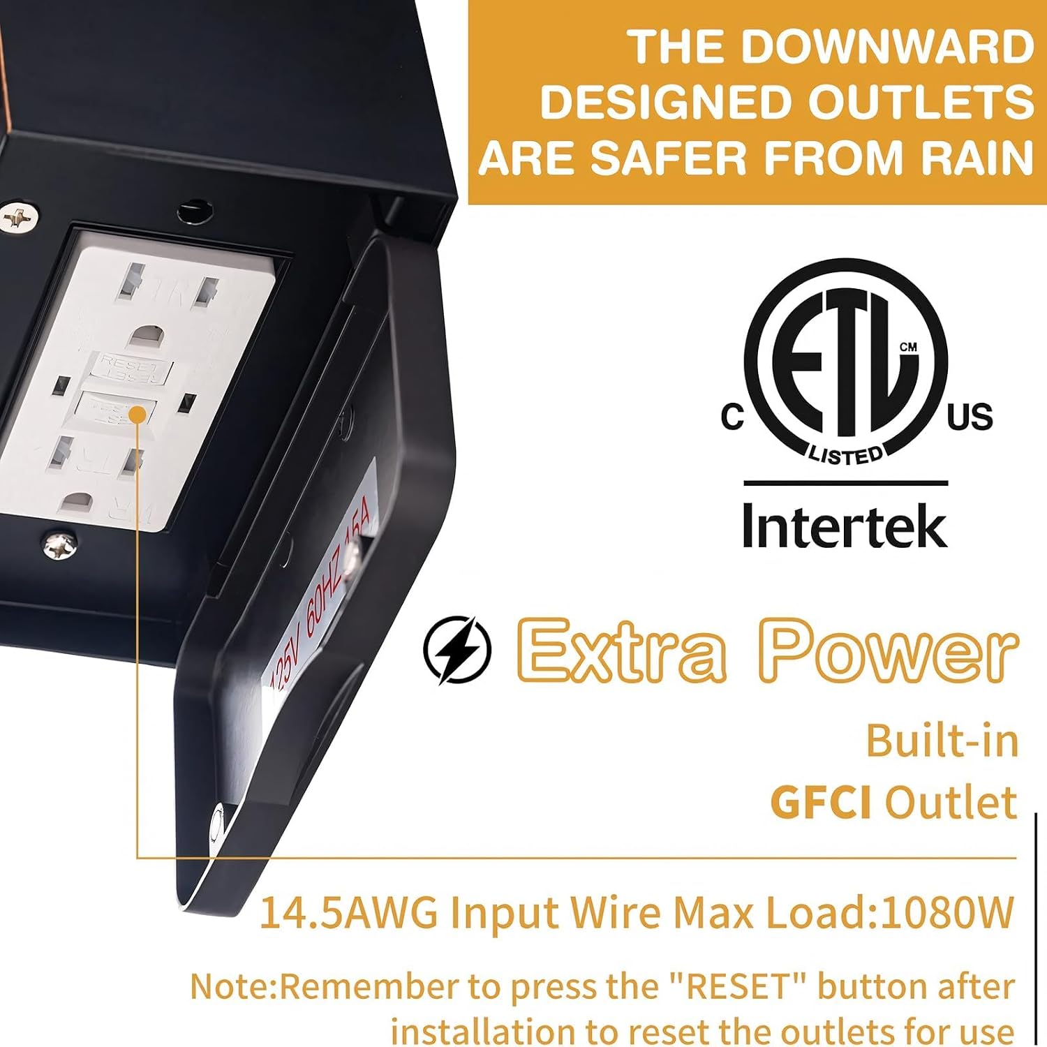 Detalle 2 de YISURO yx-101-1 Outdoor Wall Sconce with GFCI Outlets and 3 Lighting Modes