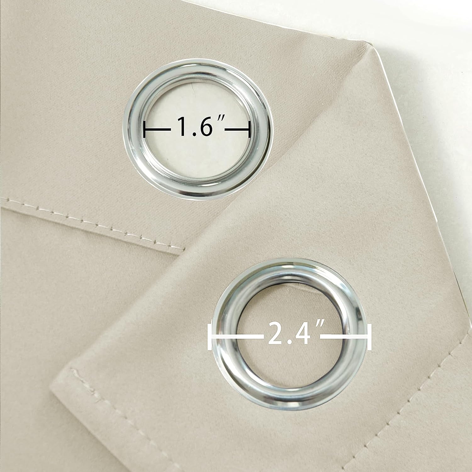 Thumbnail 3 de My home store Cream Blackout Curtains for Bedroom – 2 Panels, W 66" x L 90" (168 cm x 228 cm) with Eyelet Ring