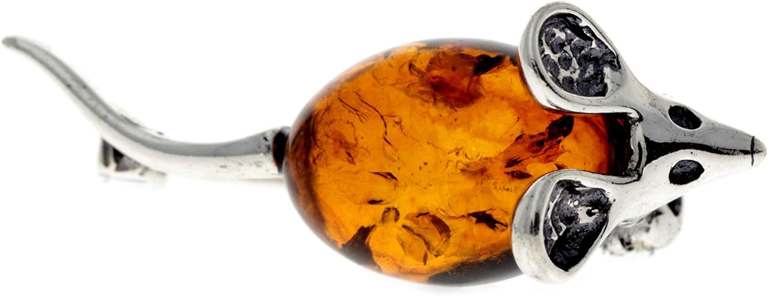Broche en argent sterling 925 et ambre véritable de la Baltique 4107