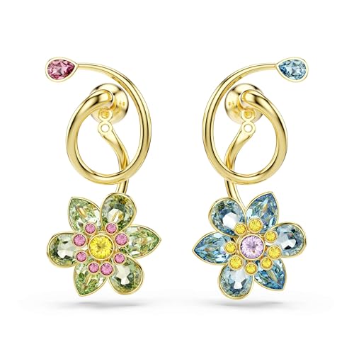 Thumbnail 2 de Swarovski Pendientes Idyllia: diseño asimétrico y florales removibles en baño tono oro