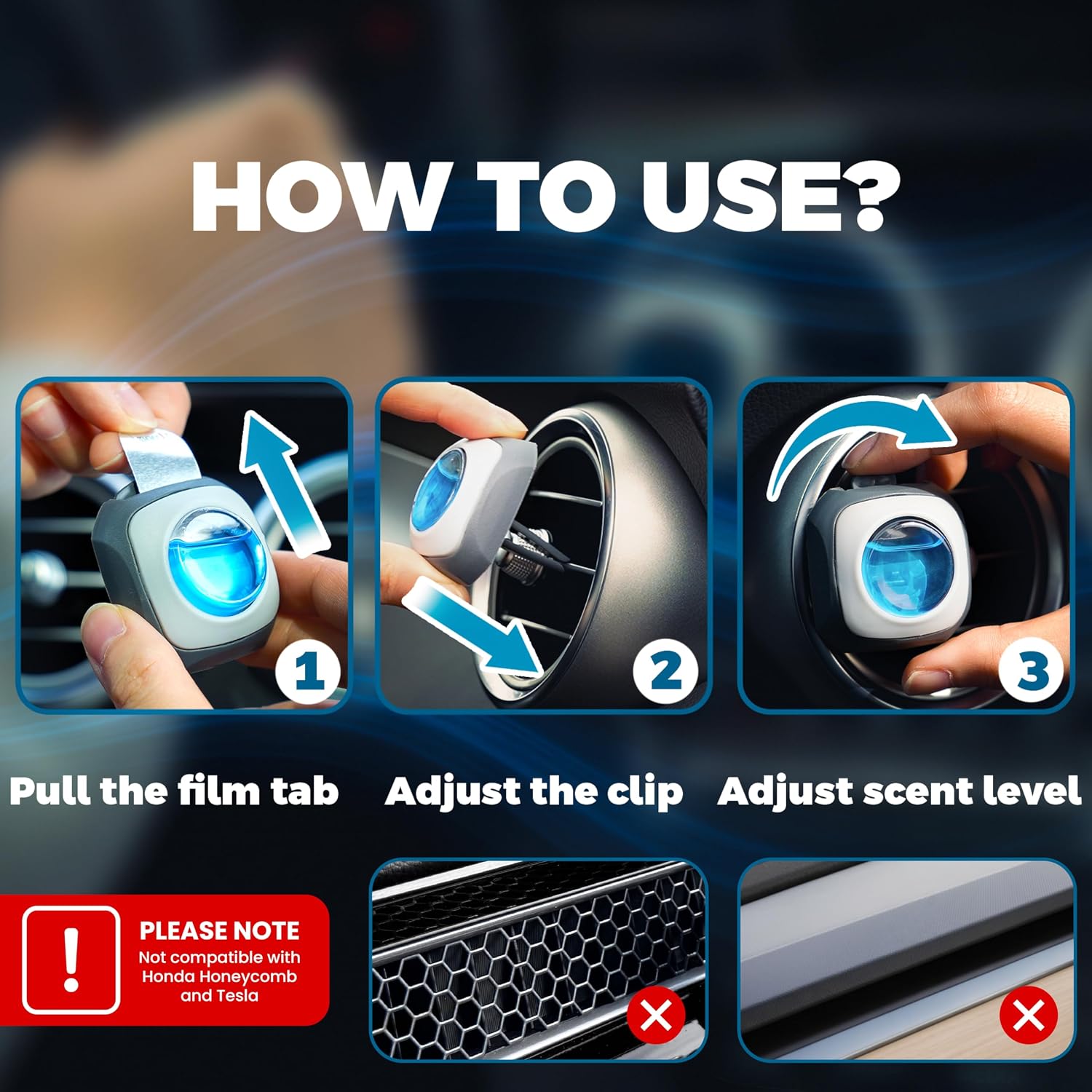 Thumbnail 3 de Air Jungles New Car Scent Vent Clip Air Freshener, 6-Pack with 3-Level Scent Control
