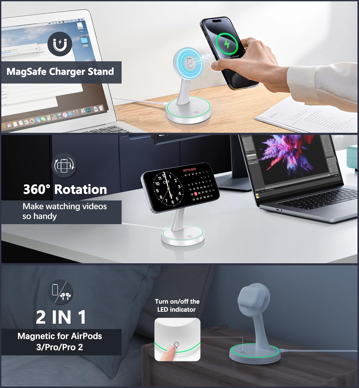 Thumbnail 1 de Magnetic Wireless Charger Stand 15W 2-Pack
