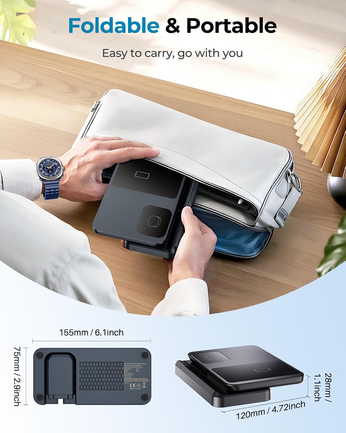 Thumbnail 4 de Wireless Charger for Samsung – 3 in 1 Wireless Charging Station for Galaxy S26/S25/S24 Series
