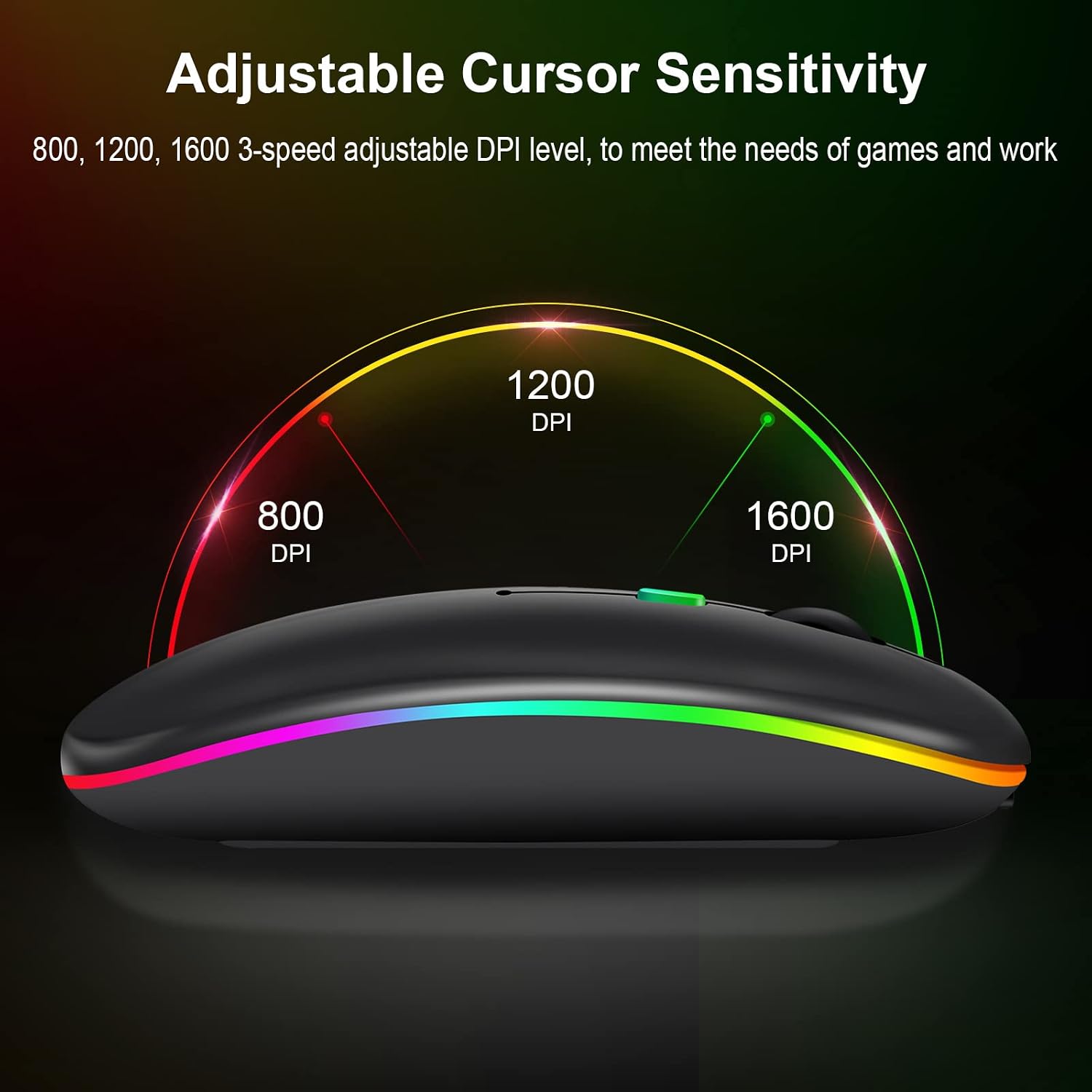 Thumbnail 2 de Kabellose Bluetooth-Maus 1600 DPI Schwarz
