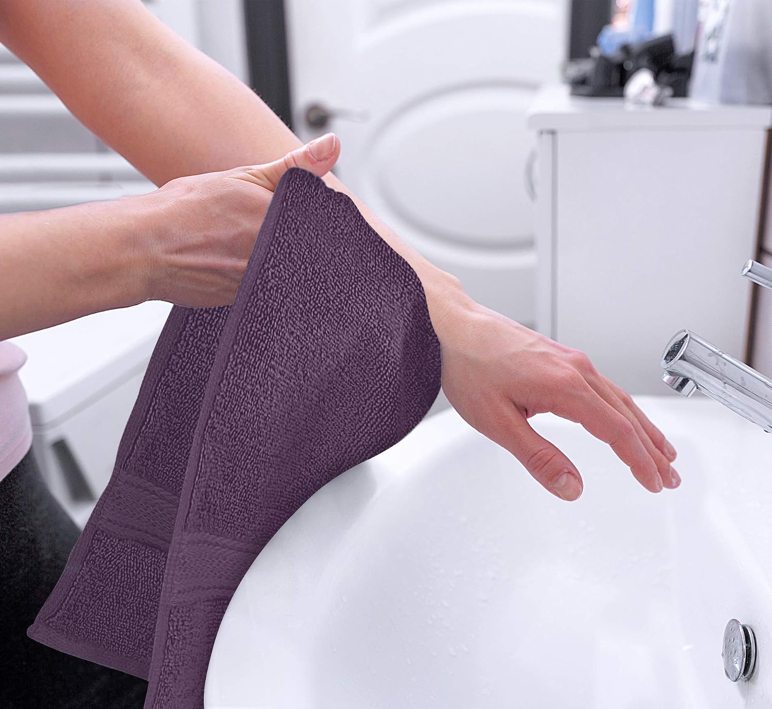 Thumbnail 2 de Utopia Towels UT0626 handdoekenset van ringgesponnen katoen, Plum, 6 stuks